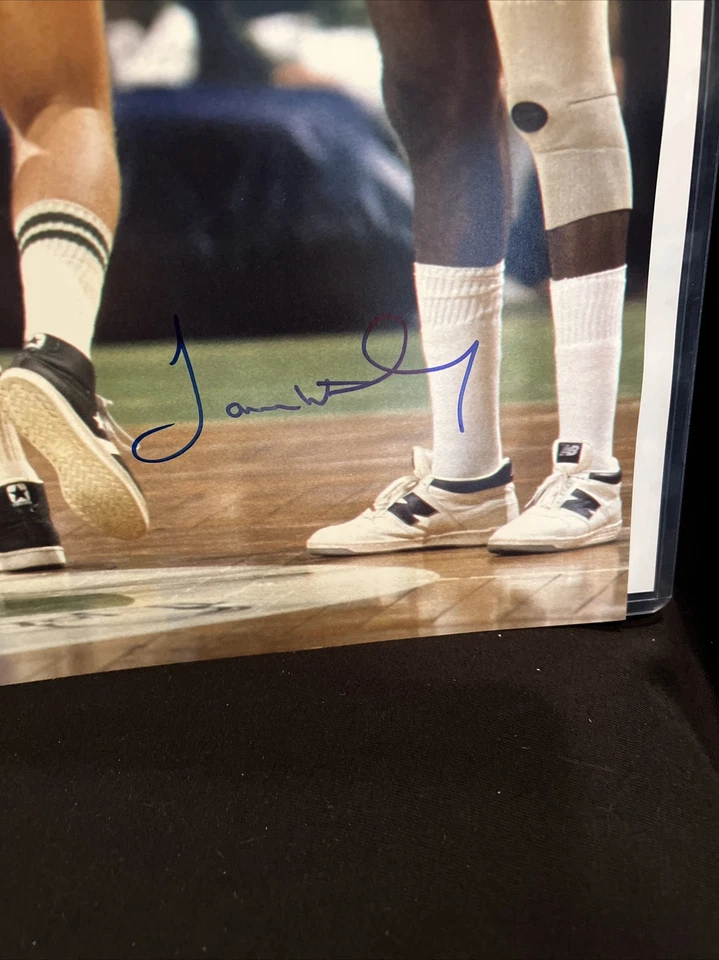 Larry Bird & James Worthy Signed Celtics & Lakers Action 16x20 PSA/DNA BIRD Holo - Image 3 of 4