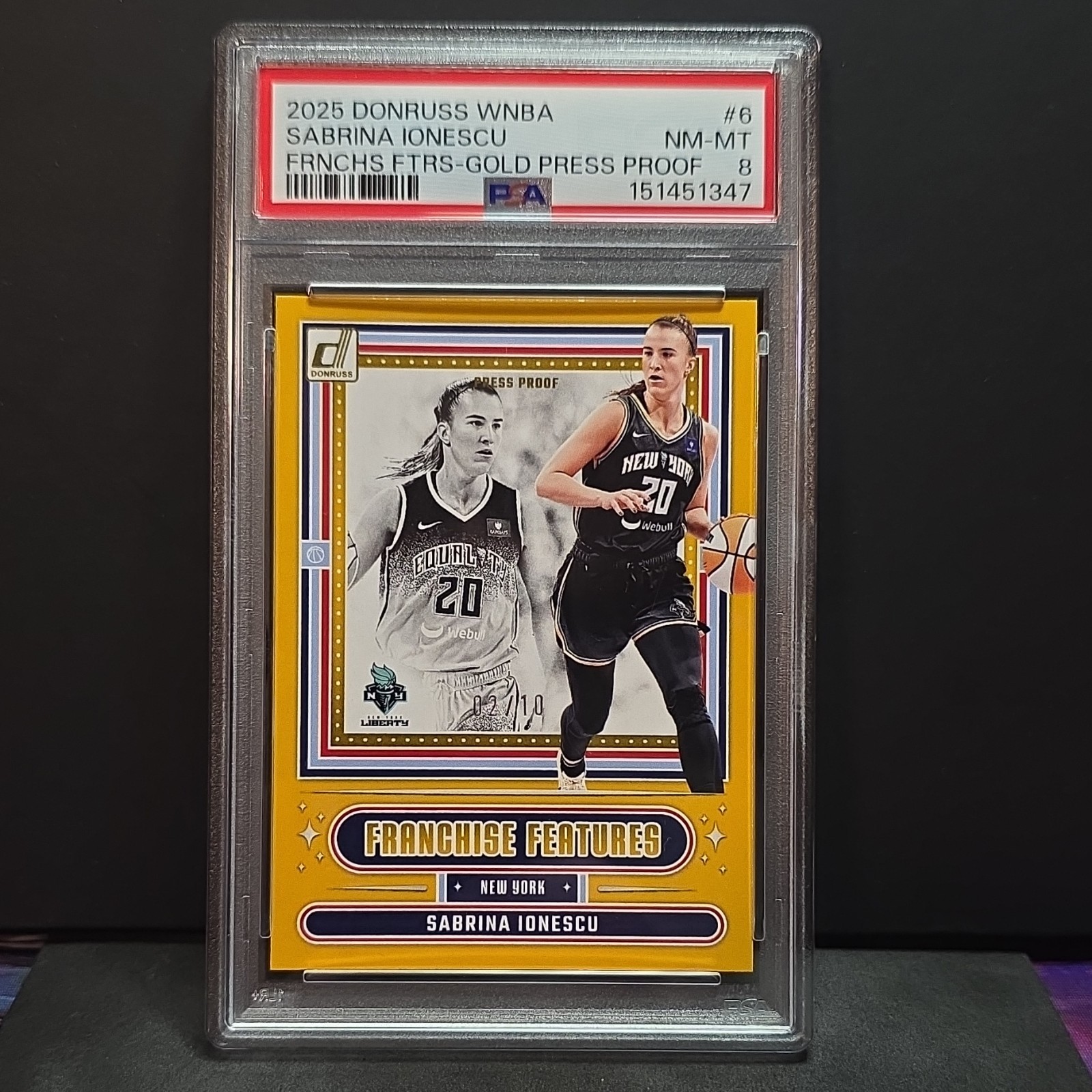 Panini Donruss WNBA Franchise Features Sabrina Ionescu Press Proof Gold /10