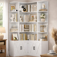 Corner Bookcase 187cm L Shape 16 Cube Shelves Cabinet Storage Display Wood