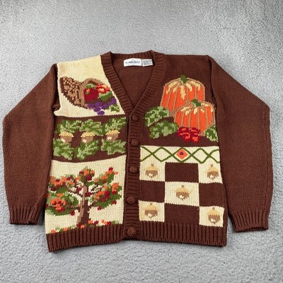 Vintage Alexandra Bartlett Cardigan Sweater Womens Small Brown Ramie Knit Fall