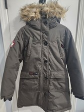 Canada Weather Gear Girls Med 10-12 Winter Heavy Coat Dark Green Faux Fur Hood