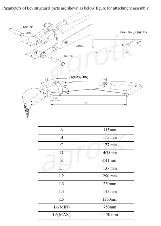 AGT KX12-CDB Excavator Technical Detail