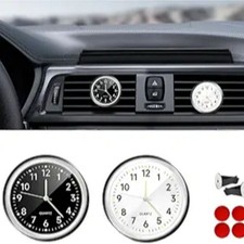 2pcs Mini Luminous Analog Car Clocks Stick On Dashboard With Vent-whiteblack
