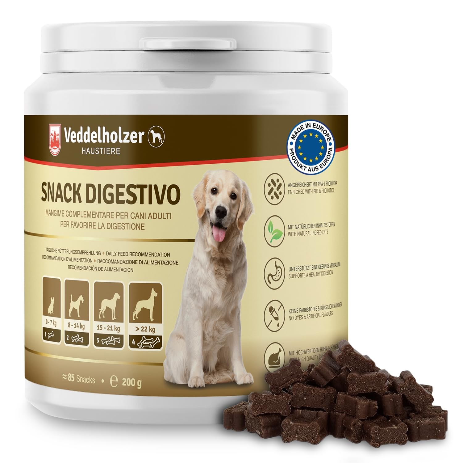 Veddelholzer cane tratta probiotici spuntino digestivo per cani accessori