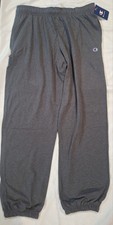 Champion Men  s Jersey Pants XL Gray Drawstring Elastic Cuffs Pockets Comfort