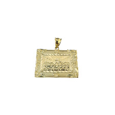 Real 10k Yellow Gold Charm Pendant Last Supper 1.5 in Diamond Cuts 10KT