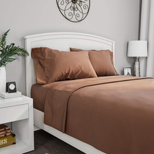 Hotel Premium 4-Piece Bed Sheet Set 100 Egyptian Cotton 400 TC Solid Pattern De
