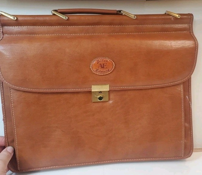Allan Edward Brown Men's Briefcase Document Case Top Handle Push Lock