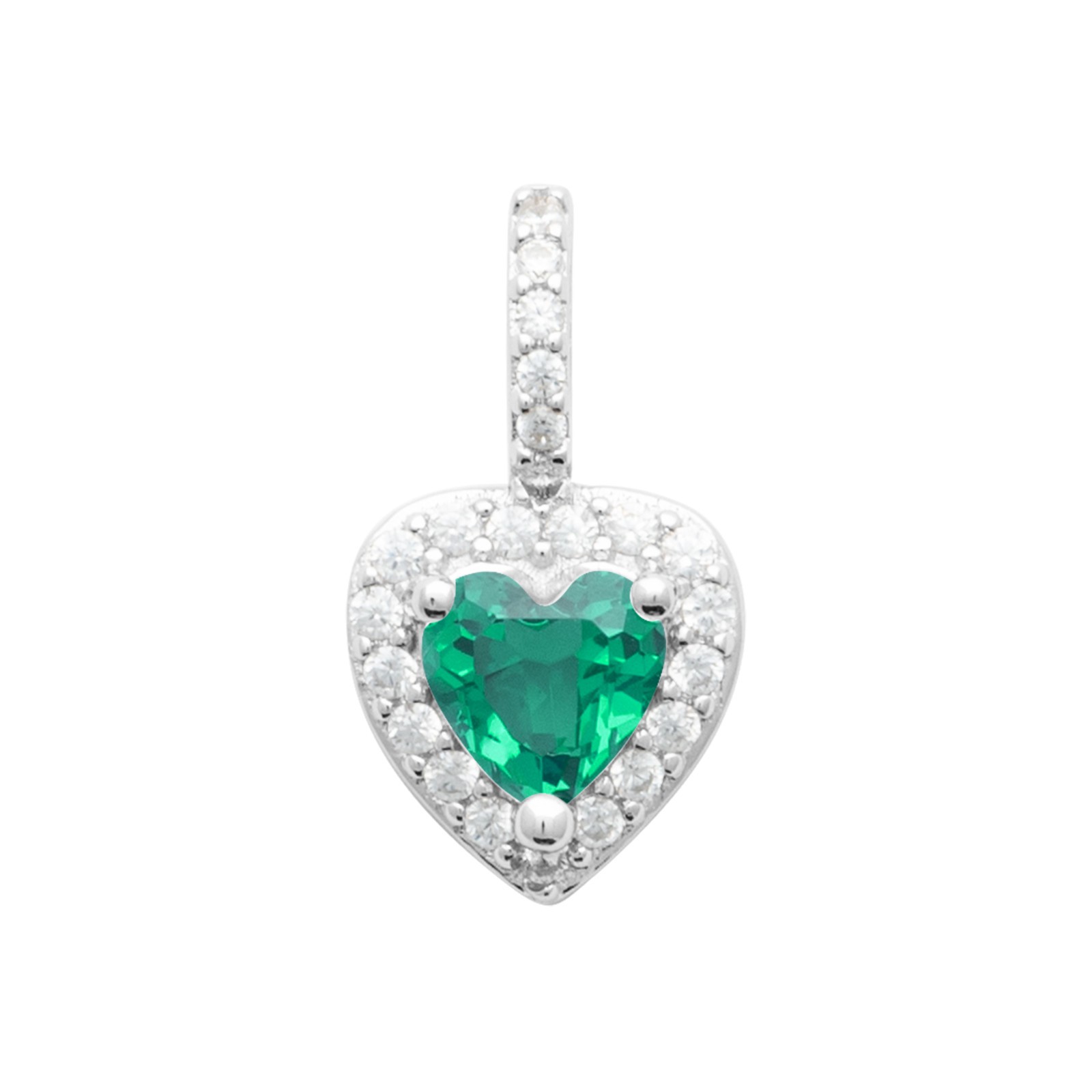 Pendentif coeur en argent 925 rhodié avec oxyde de zirconium