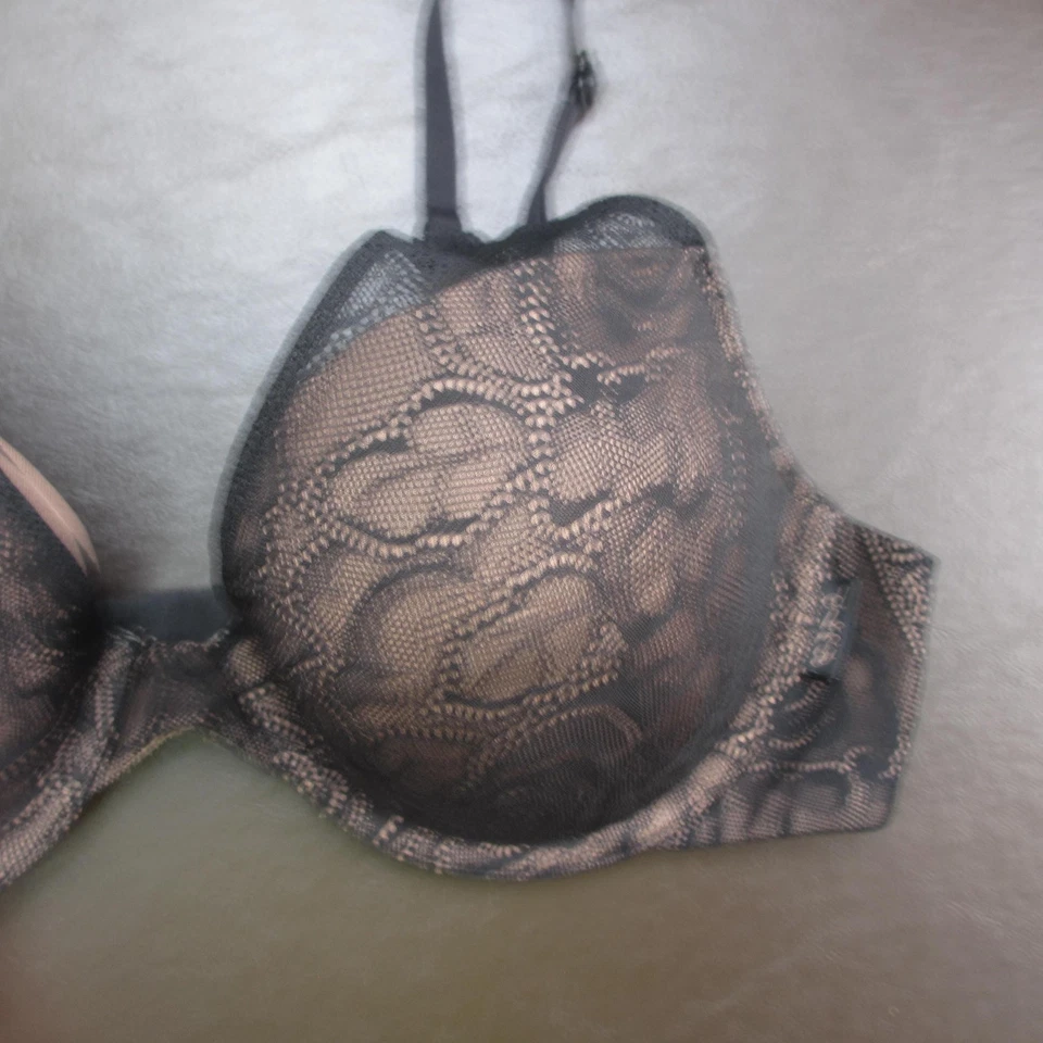 Sujetador DKNY Mujer 34C Negro Encaje Con Aros Moldeado Acolchado Desnudo Forrado Todos los Días Foto 4 de 4