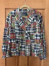  798 RALPH LAUREN Madras Plaid Women  s Double Breasted Blazer - Size 6 - NWT