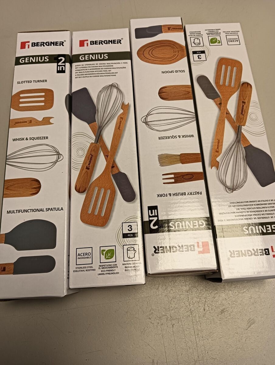 4x3Küchenutensili<wbr>enSet-HergestelltausSilikonundHeuholz-BPA-frei-Anti