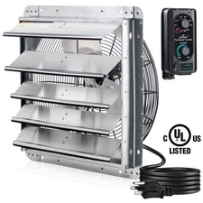 18 In. Wall Mounted Shutter Exhaust Fan, Automatic Shutter, with Thermostat and
