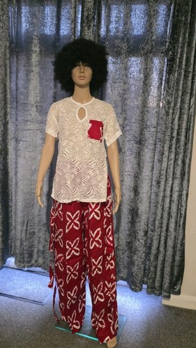 Lace Net Top With Wide Leg Ankara Trousers, Designs For Elegant Ladies In S,m,L - Picture 2 of 16
