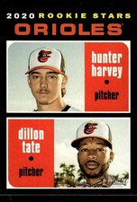 2020 Topps Heritage #362 Orioles (Hunter Harvey / Dillon Tate) Rookie Card. rookie card picture