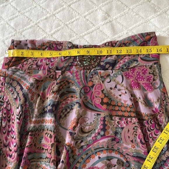 Y2K сердце душа ассиметричный Midi юбка женщин средний розовый коричневый пейсли богемное - Изображение 4 из 4