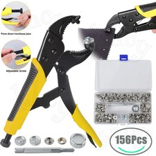 156pcs Heavy Duty Snap Fasteners Pliers Press Studs Kit Leather Button Tool UK