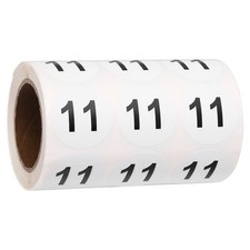 1.2" Small Round Number Stickers Roll, 1000 Pcs Circle Labels, Black Number 11