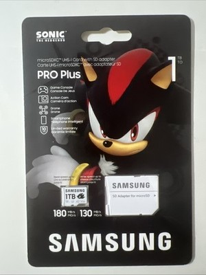 New Samsung PRO Plus Sonic The Hedgehog 1TB microSDXC Adapter MB-MD1T0SA/LC1