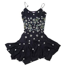 Black UO Floral Embroidered Hipster Fairy Cottage Boho Babydoll Dress Size XS