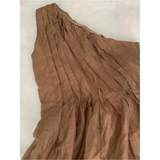 SHEIN One Shoulder Pleated Asymmetrical Hem Maxi Dress Bronze Brown Size M
