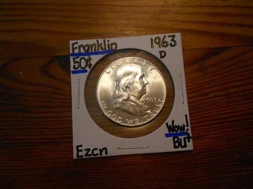1963D silver Franklin Half Dollar BU+ BEAUTY!!! PQ!!! LOOOOOOOOK!!!!!