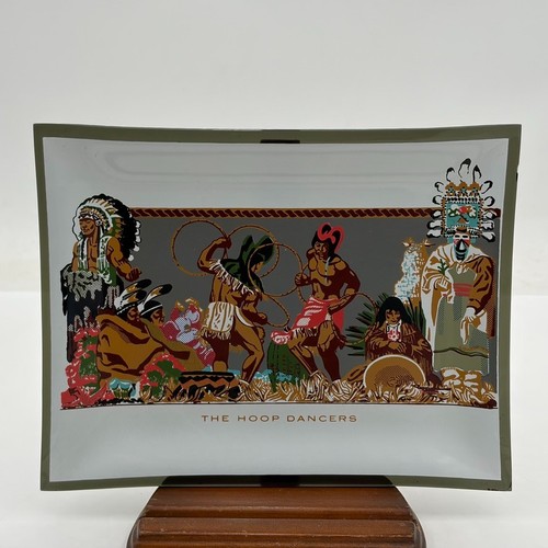 VTG The Hoop Dancers DRAMATIC ART GLASS TRAY JAY DATUS MCM Coin Key Plate