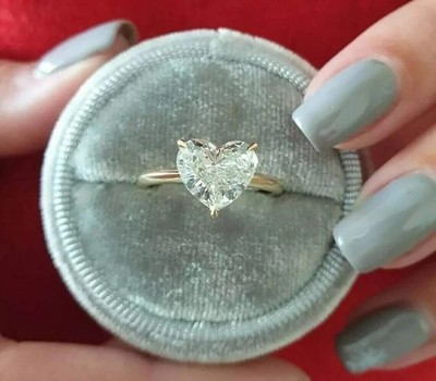 2Ct Heart Cut Simulated Diamond Engagement Ring 14K Yellow Gold Plated