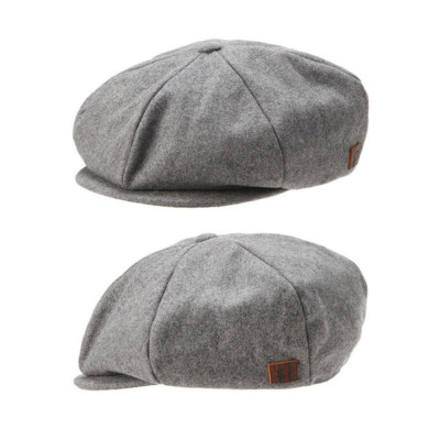 Mens Womens Unicolor Plain Flat Cap Newsboy Cabbie Gatsby Driver Hats Gray