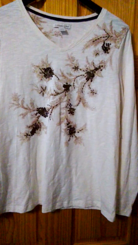 Coldwater Creek Shirt Womens Misses 14-16 Size Large Blouse Sequin Paisley NWT - Video 1 of 1
