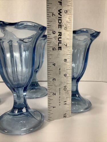Set of 4~Anchor Hocking®️ Glass 6” Ice Cream Sundae Dishes~Light Blue~NEW - Picture 9 of 11