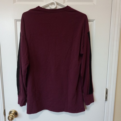 ALPHALETE Hombre;s Borgoña Mezcla Algodón Manga Larga Pullover Top Informal Talla S - Imagen 4 de 4