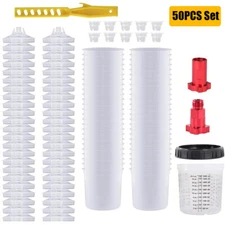 50 Pack Disposable Paint Spray Gun Cup Liners & Lid System Kit 20oz 600ML Cups