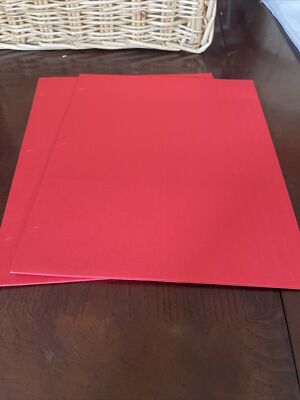 Set of 2 office depot red 3-hole punch folders 