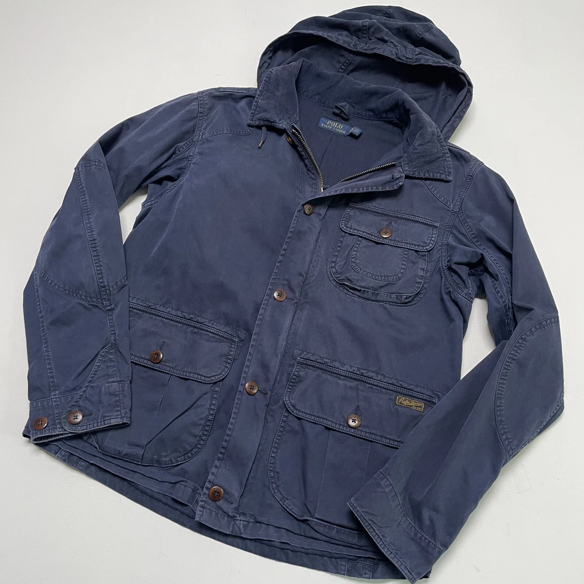 Polo Ralph Lauren (L) Navy Blue Cotton Twill Sportsman Hooded Field Jacket