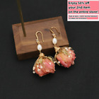 Real Flower Drop 925 Silver Natural Freshwater Pearl Earrings Bohemian Baroque