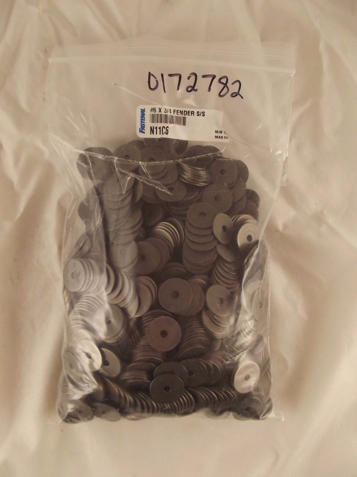 FASTENAL 0172782 6x0.625 OD Grade 188 S/S Fender Washer Qty1000 V5 S