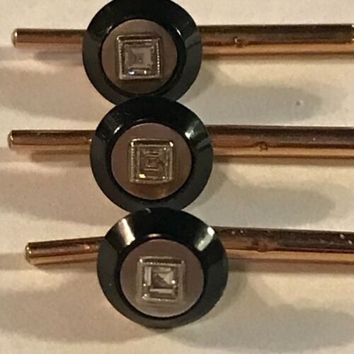 Vintage 14K Gold, Platin, Jet und Diamant 3-teiliges Smokingshirt Nieten Set - Bild 3 von 7