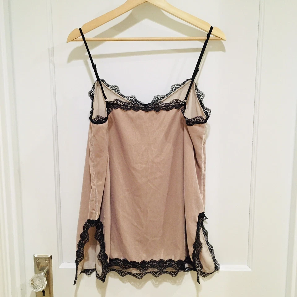 River Island Velvet Lace Trim Cami Tank US 12 Mauve Layering EUC Camisole Foto 3 de 4