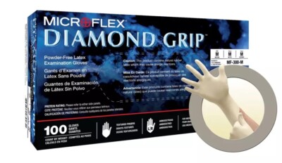 Microflex MF300XL-CASE Diamond Grip XL Disposable Latex White Gloves 1,000pk