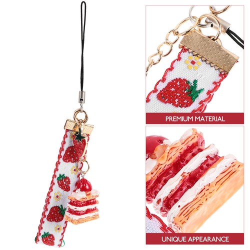 2 Pcs Strawberry Bell Keychain Girl Mobile Phone Case Decoration Charm - Zdjęcie 3 z 12