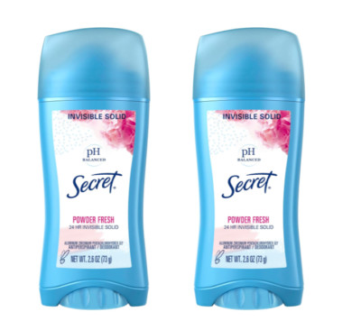 Secret Antiperspirant Deodorant, Invisible Solid POWDER FRESH, 2.6oz - TWIN PACK