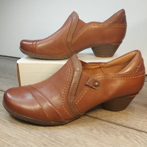 Cobb Hill Damen-Loafer Größe 8 Braun Leder Slipper Clog Schuhe Niedriger Blockabsatz