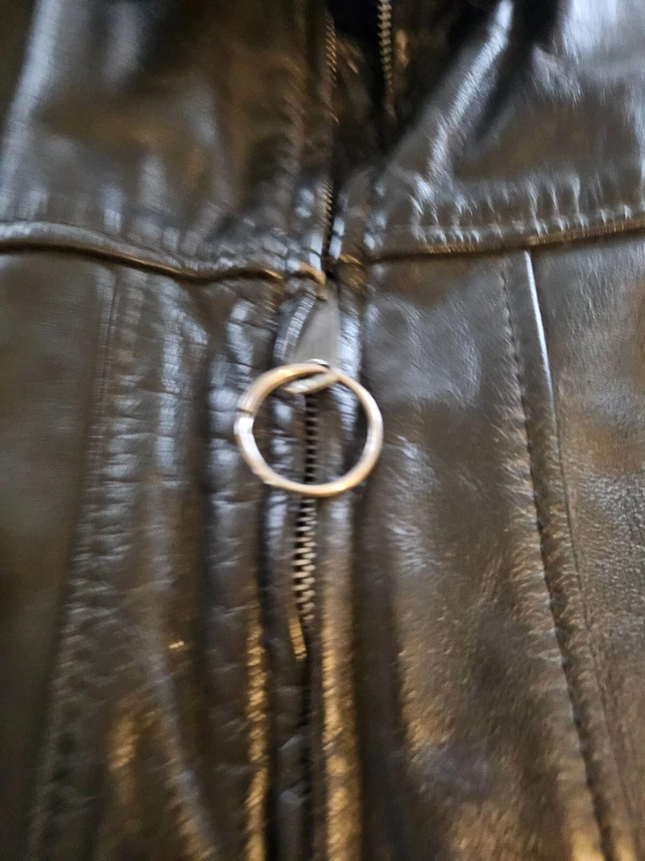 Chaqueta deportiva de cuero BROOKS negra para motocicleta forro con cremallera EE. UU. talla 32 Foto 3 de 4