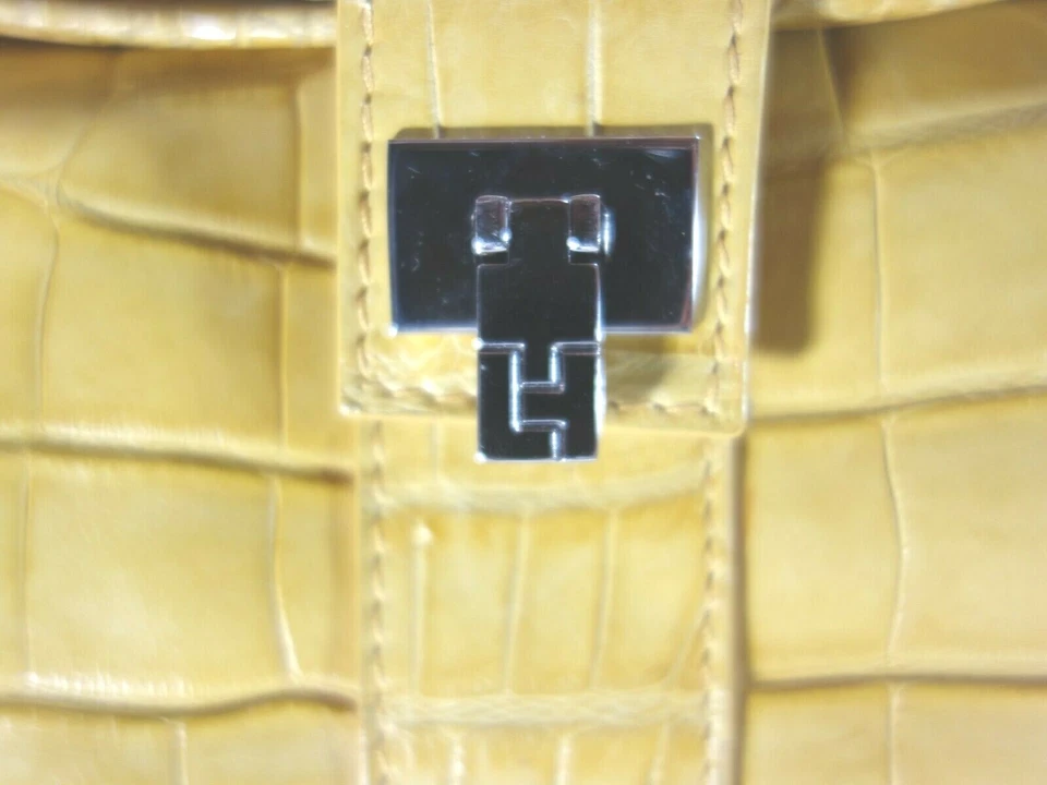 LAMBERTSON TRUEX YELLOW Genuine Alligator HOBO,  FLAP Bag  - Image 3 of 4