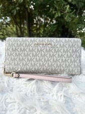 Michael Kors Jet Set Portafoglio Continentale Grande Vaniglia Polvere Blush Pelle