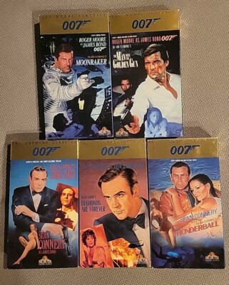 JAMES BOND 007 Set Of 5 (VHS 1988) Sean Connery Roger Moore 