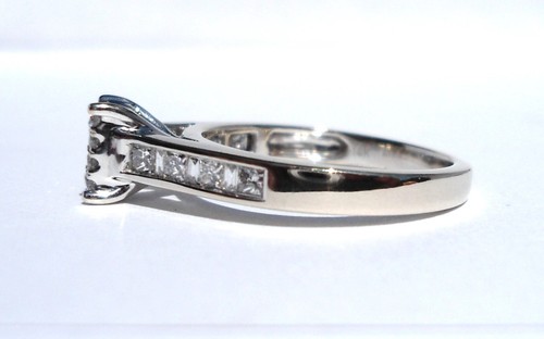 14k Solid White Gold Natural Princess Cut Diamond Ring Band W/Accents - Size 6.5 - Picture 5 of 24
