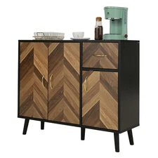 Storage Cabinet with 3 Doors and Drawer Sideboard Buffet Cabinet for Living Room