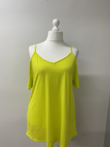 Yours Cold Shoulder Top Size 18 Yellow Short Sleeve Stretchy NEW - Picture 2 of 9
